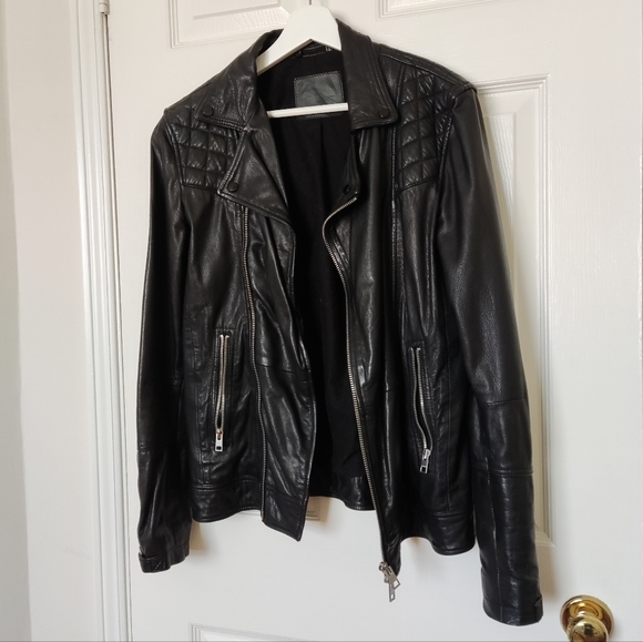 Allsaints kushiro black leather jacket - Picture 2 of 9